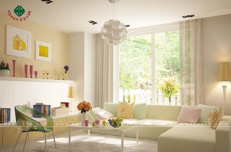 Phối tường vàng với nội thất