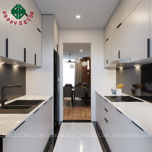 Nội thất phòng bếp chung cư hiện đại và thông minh- Mẫu 02