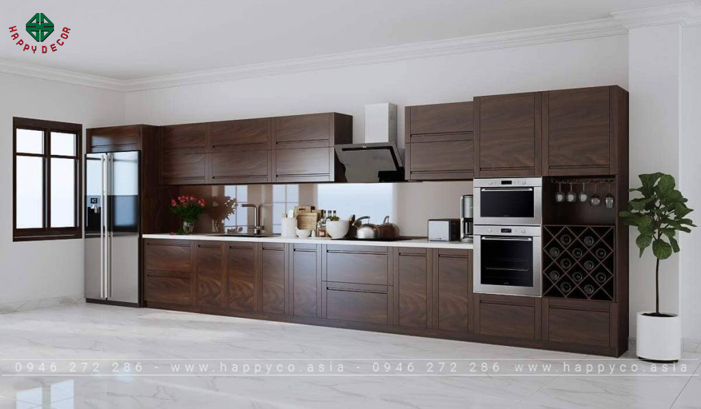 Mẫu tủ bếp gỗ óc chó
