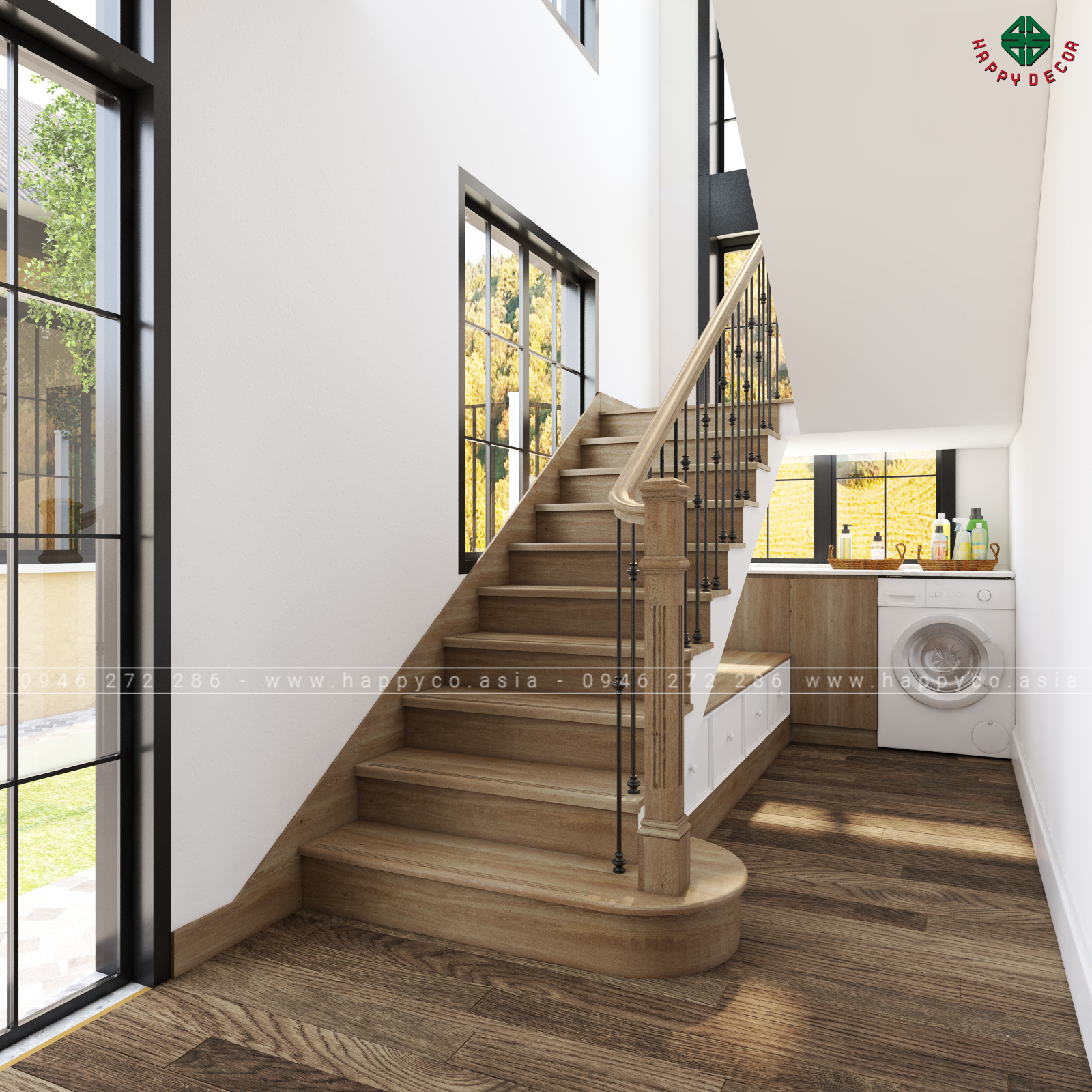 Cây xanh là yếu tố không thể thiếu trong phong cách này