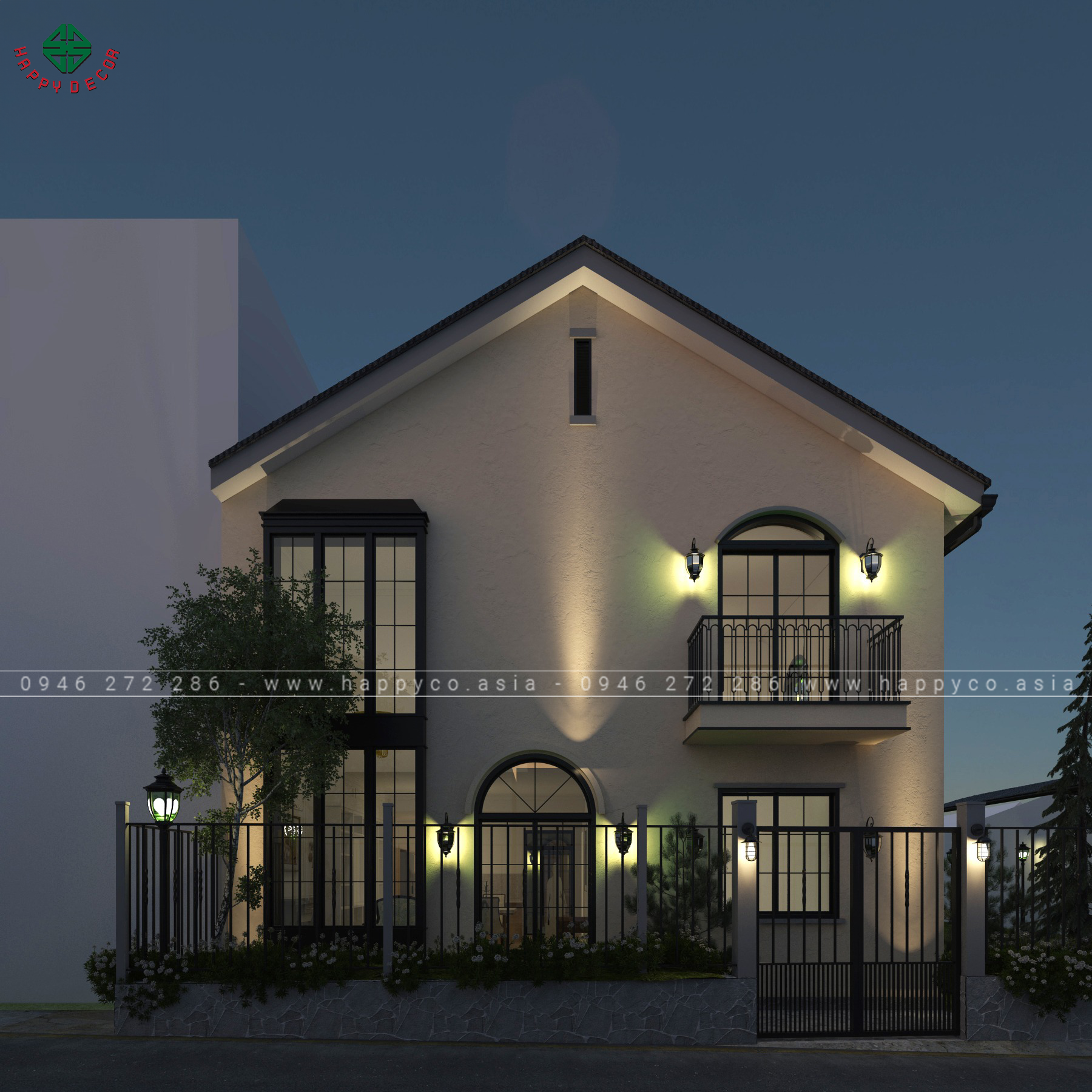 Căn nhà với phong cách Cottage Style khi về đêm