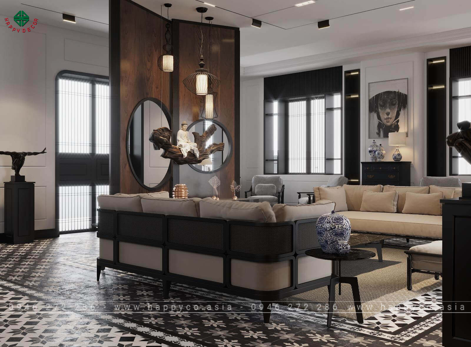 Phong cách thiết kế nội thất Indochine - Mẫu 05