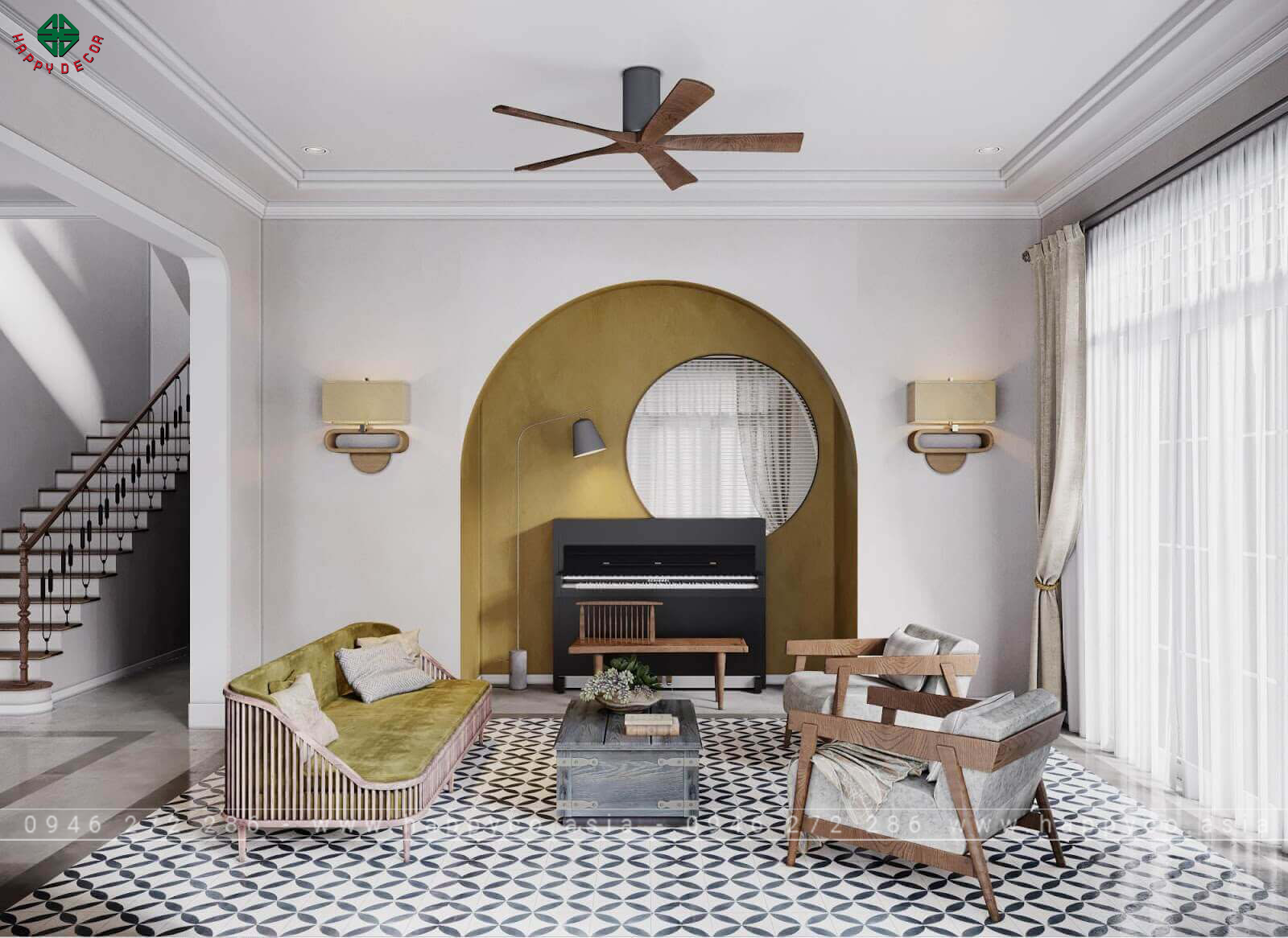 Phong cách thiết kế nội thất Indochine - Mẫu 06