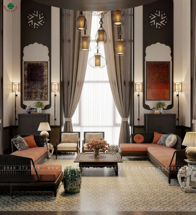 Phong cách thiết kế nội thất Indochine - Mẫu 07