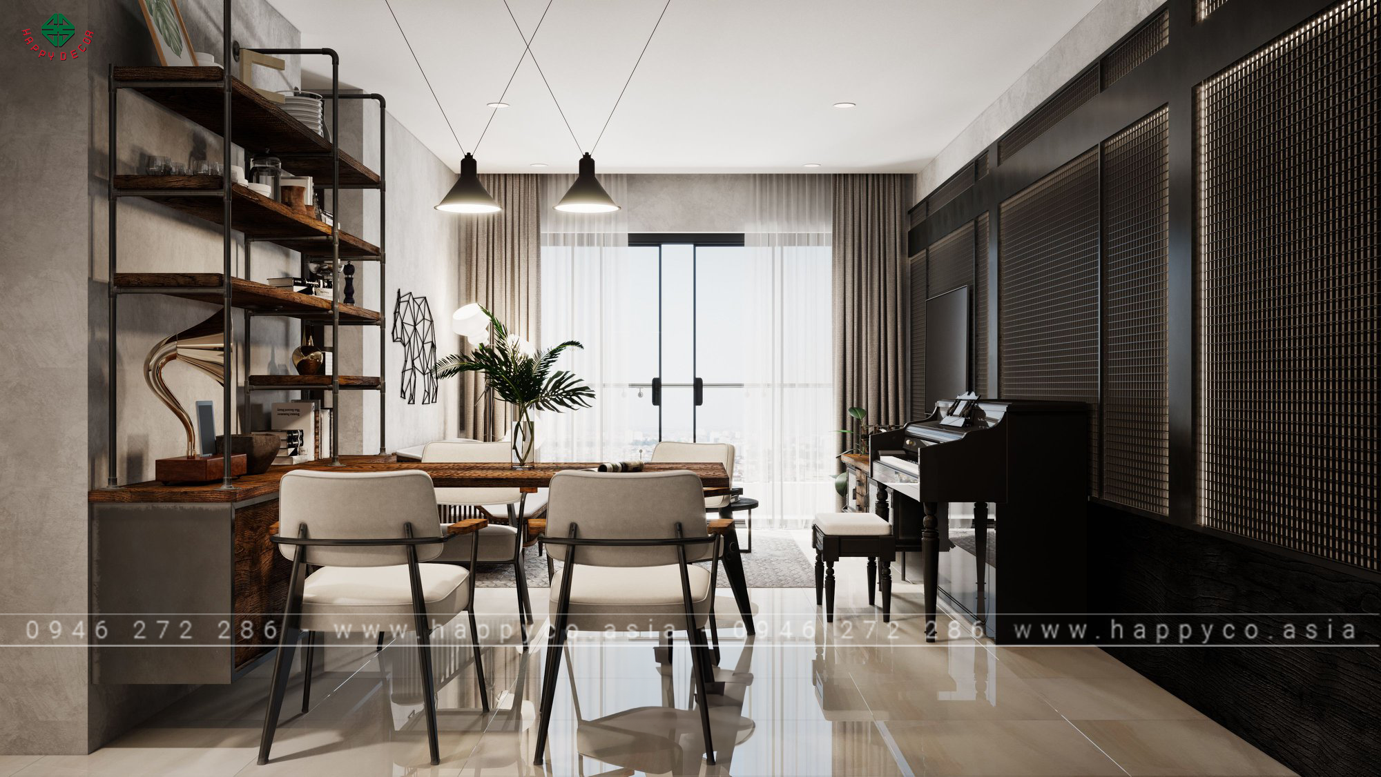 Phong cách thiết kế nội thất Industrial - Mẫu 04