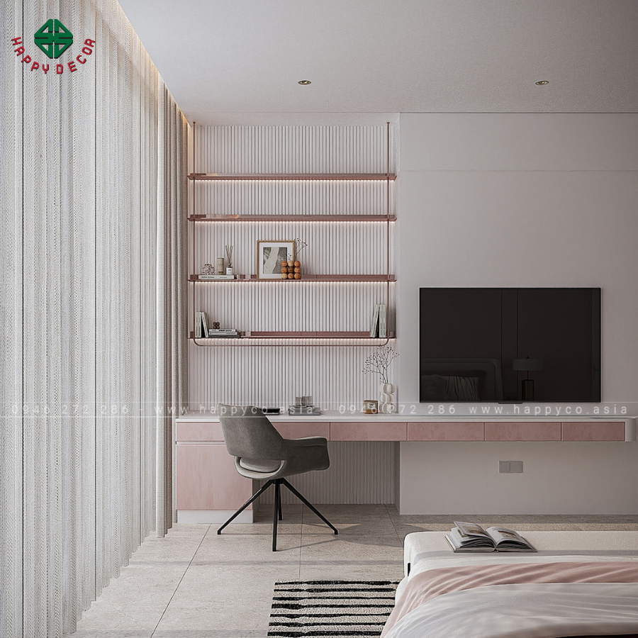 Thi công phòng ngủ cho bé gái là một quá trình đòi hỏi sự tỉ mỉ và tâm huyết