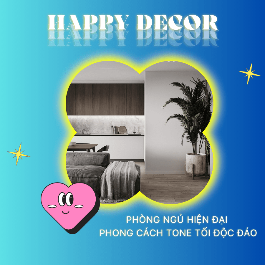 Nội thất phòng ngủ tone tối hiện đại do Happy Decor thiết kế và thi công tại khu vực Biên Hòa