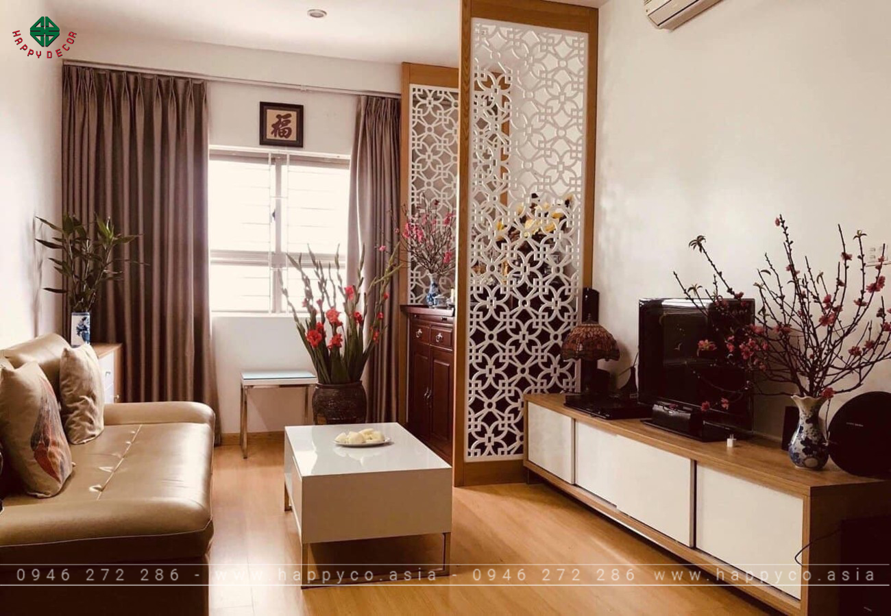 Thiết kế phòng thờ có vách ngăn