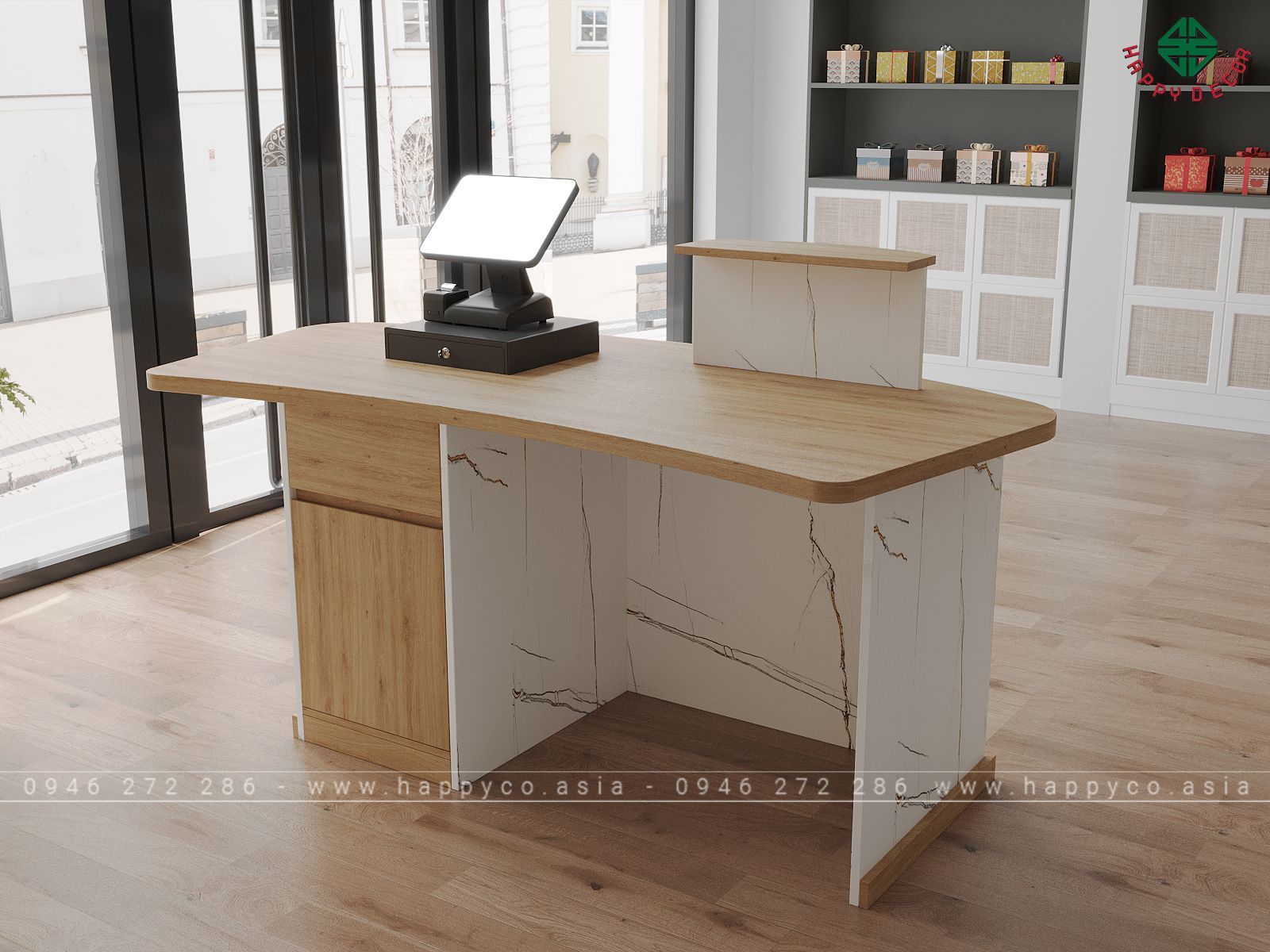 Quầy lễ tân nhỏ đẹp cho nhà hàng BQ6811