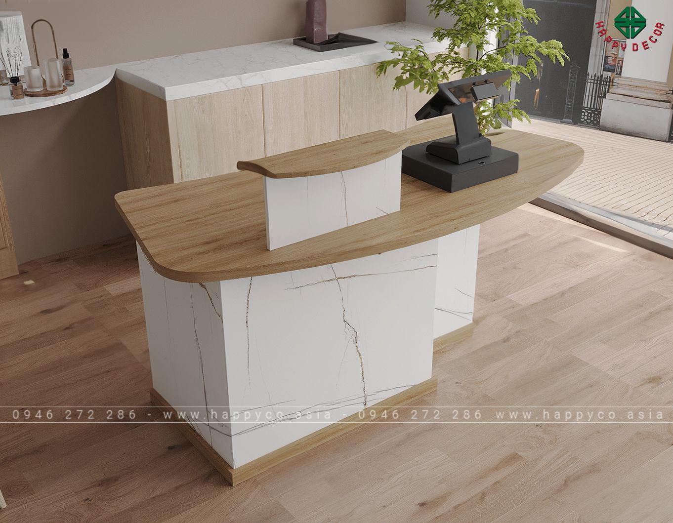 Quầy lễ tân nhỏ đẹp cho công ty BQ6811