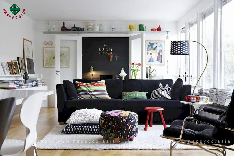 Phòng khách với phong cách nội thất Bắc Âu- Mẫu 02