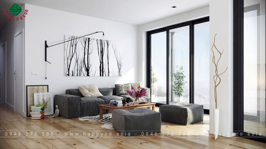 Phòng khách với phong cách nội thất Bắc Âu- Mẫu 03