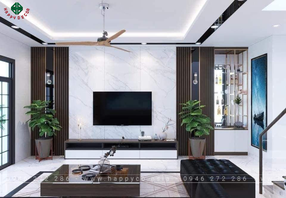 Kết hợp tấm ốp lam sóng mỏng manh với tường đá