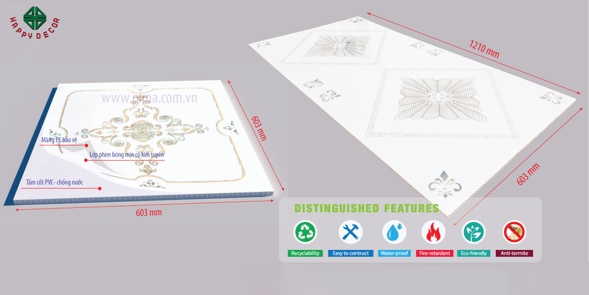 Tấm trần Pima PC65 còn mang đến nhiều lựa chọn về mẫu mã và màu sắc