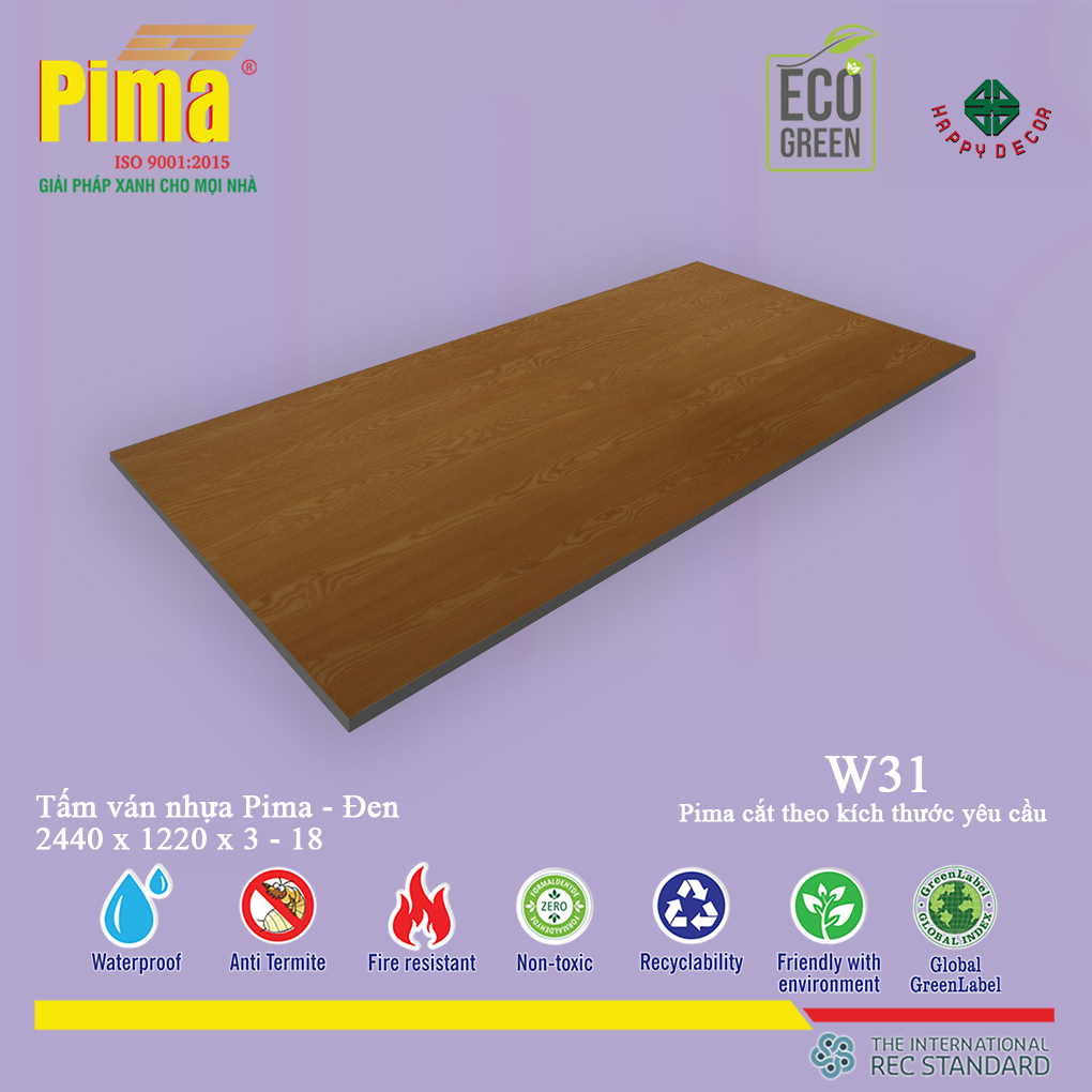 Tấm ván nhựa PIMA đen W31 cho phép bạn dễ dàng thi công, lắp đặt trong nhiều không gian