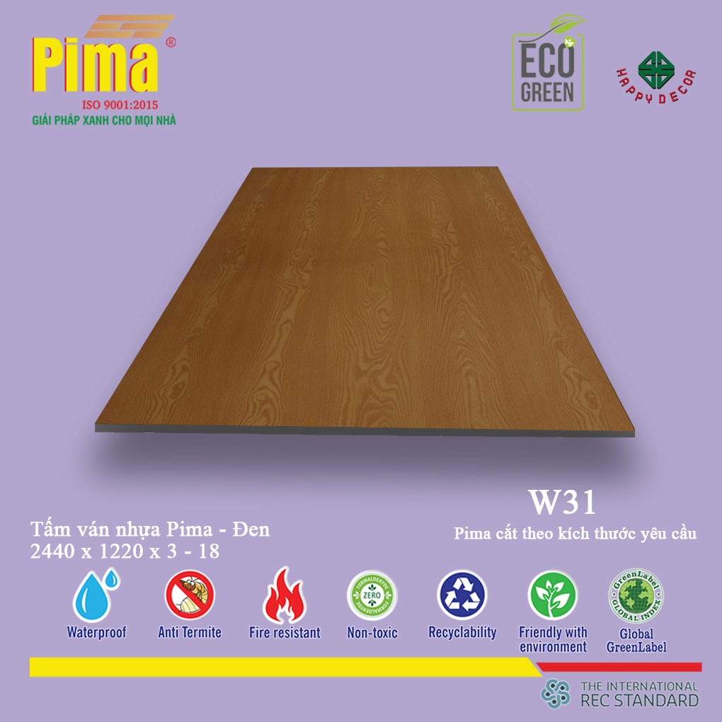 Tấm ván nhựa PIMA đen W31 tại HAPPY DECOR - Biên Hòa