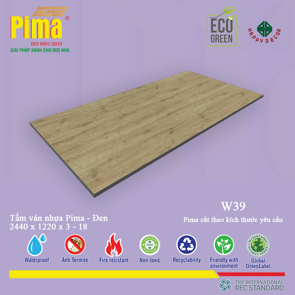 Tấm ván nhựa PIMA đen W39 tại HAPPY DECOR - Biên Hòa