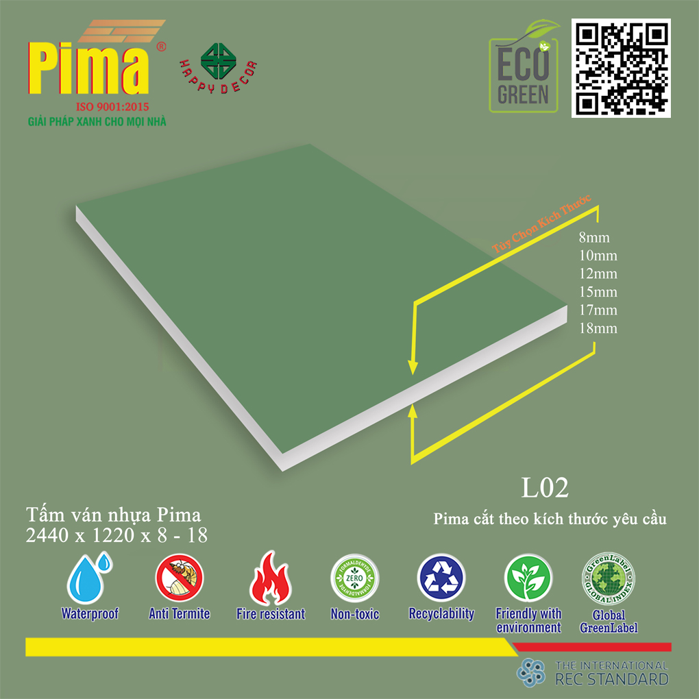 Tấm ván nhựa PIMA DL Trắng-L02 tại HAPPY DECOR