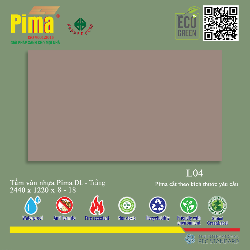 Đặc điểm nổi bật của tấm ván nhựa PIMA DL Trắng L04