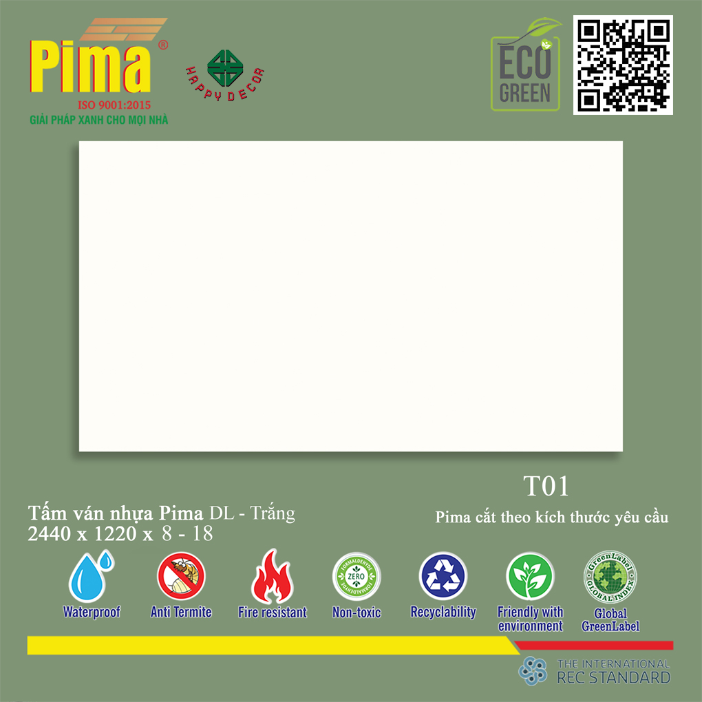 Tấm Ván Nhựa PIMA DL Trắng-T01 lại có mức giá cực kỳ cạnh tranh.