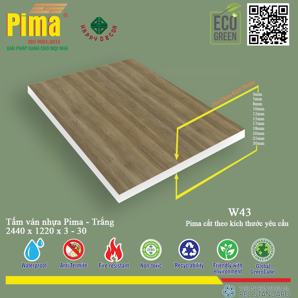 Tấm ván nhựa Pima được sản xuất từ các hạt nhựa cao cấp