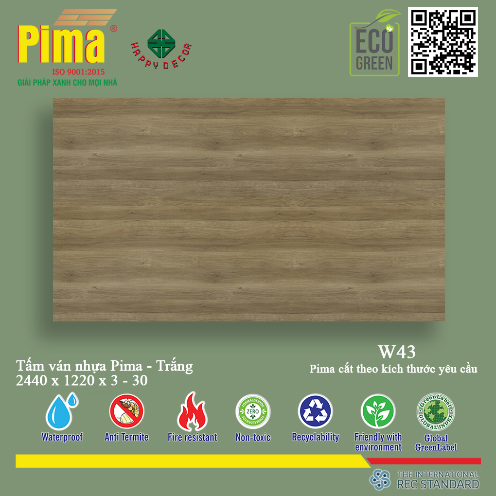 Tấm ván nhựa Pima Trắng - W43 tại Biên Hòa - Happy Decor