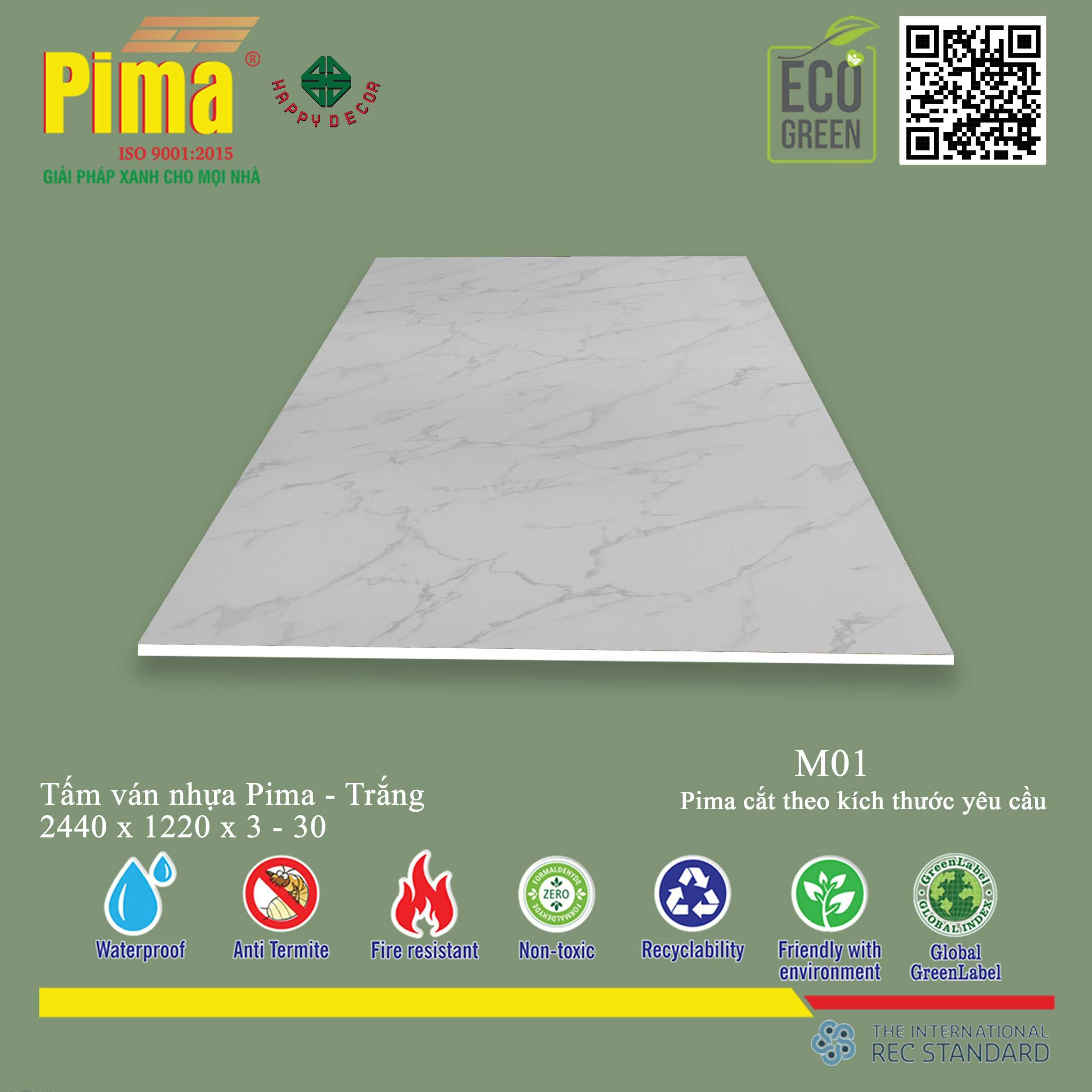Tấm ván, nhựa PIMA trắng tại Happy Decor - Biên Hòa