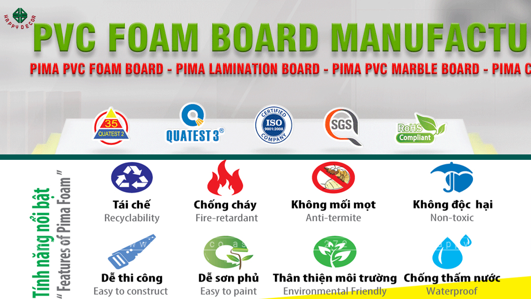 Những tính năng nổi bật của tấm ván nhựa Pima trắng M01