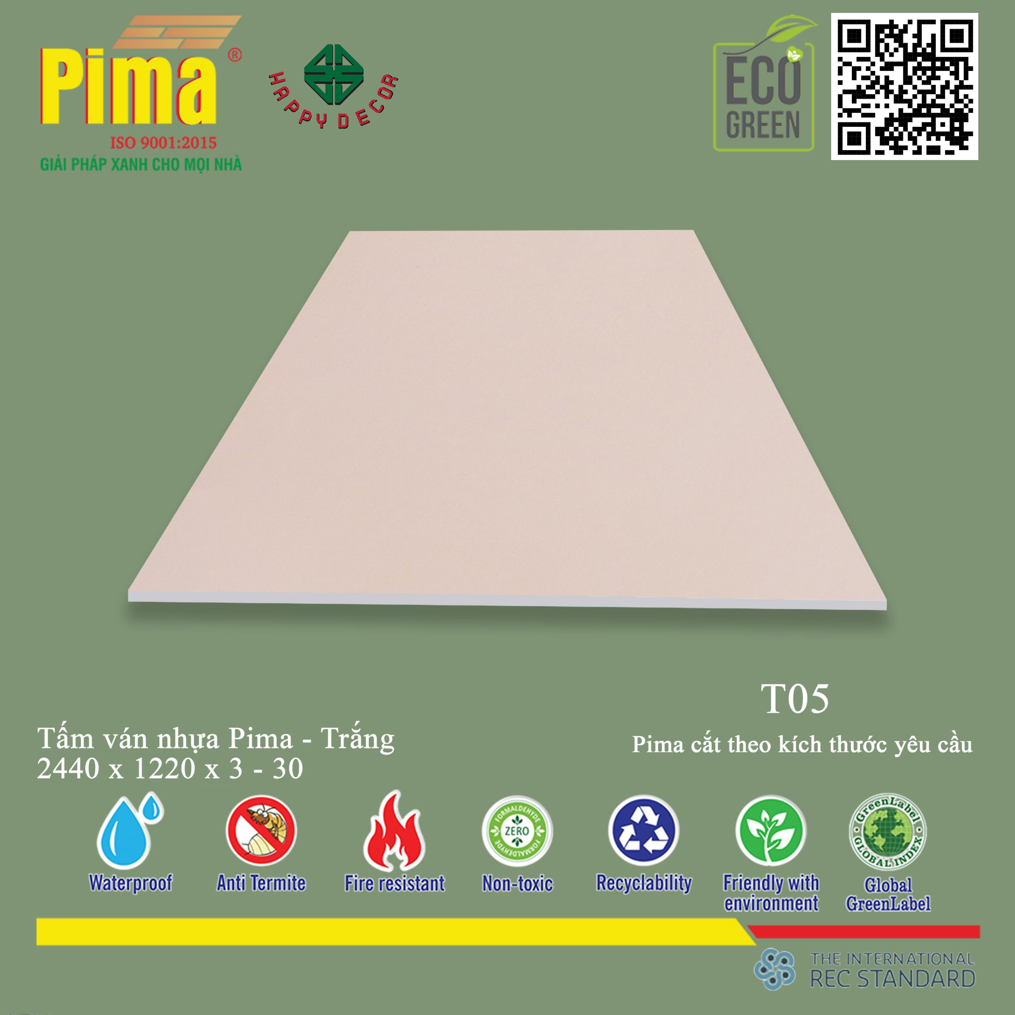 Tấm Ván Nhựa Pima Trắng T05 tại Biên Hòa - Happy Decor