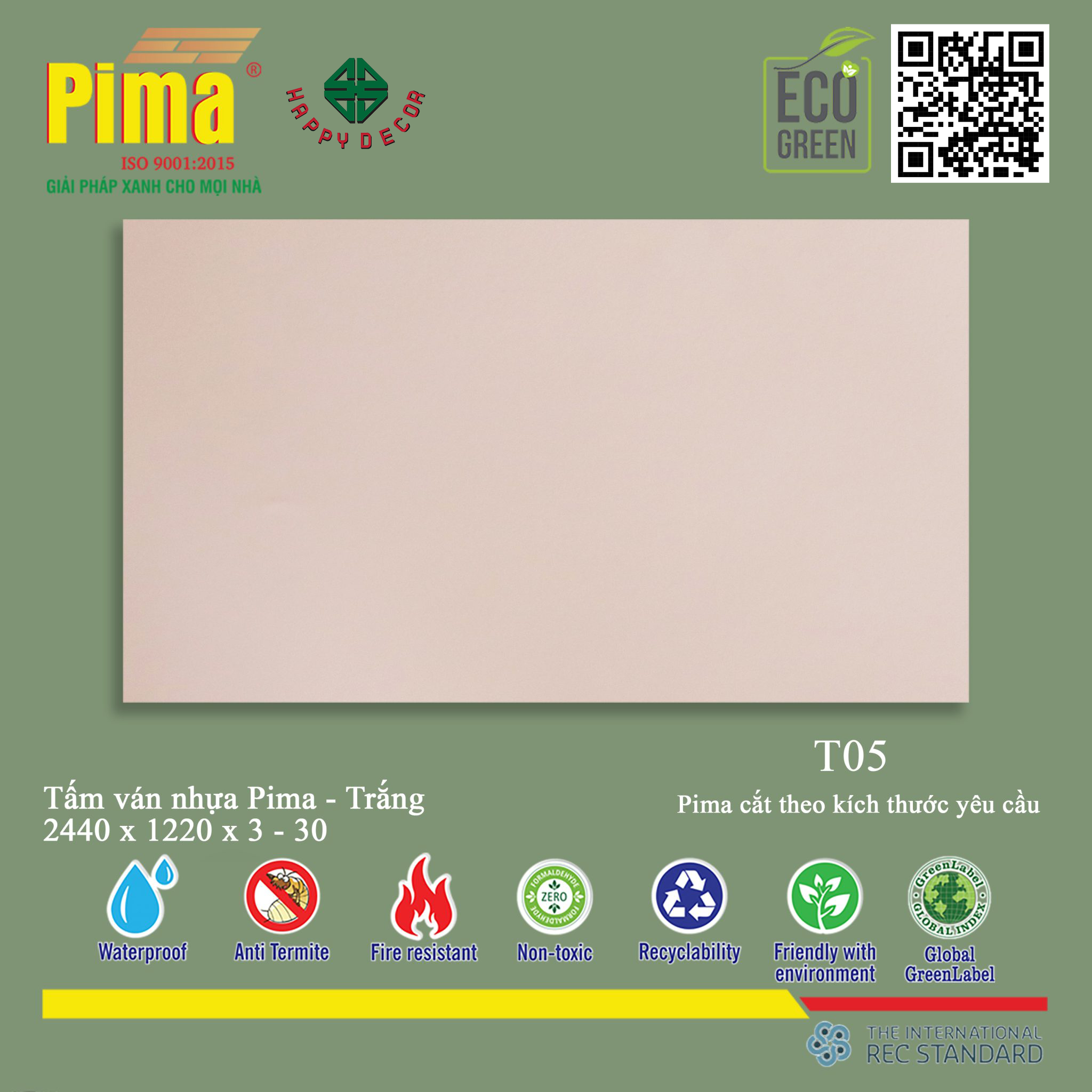 Tấm ván nhựa Pima được sản xuất từ nhựa PVC cao cấp