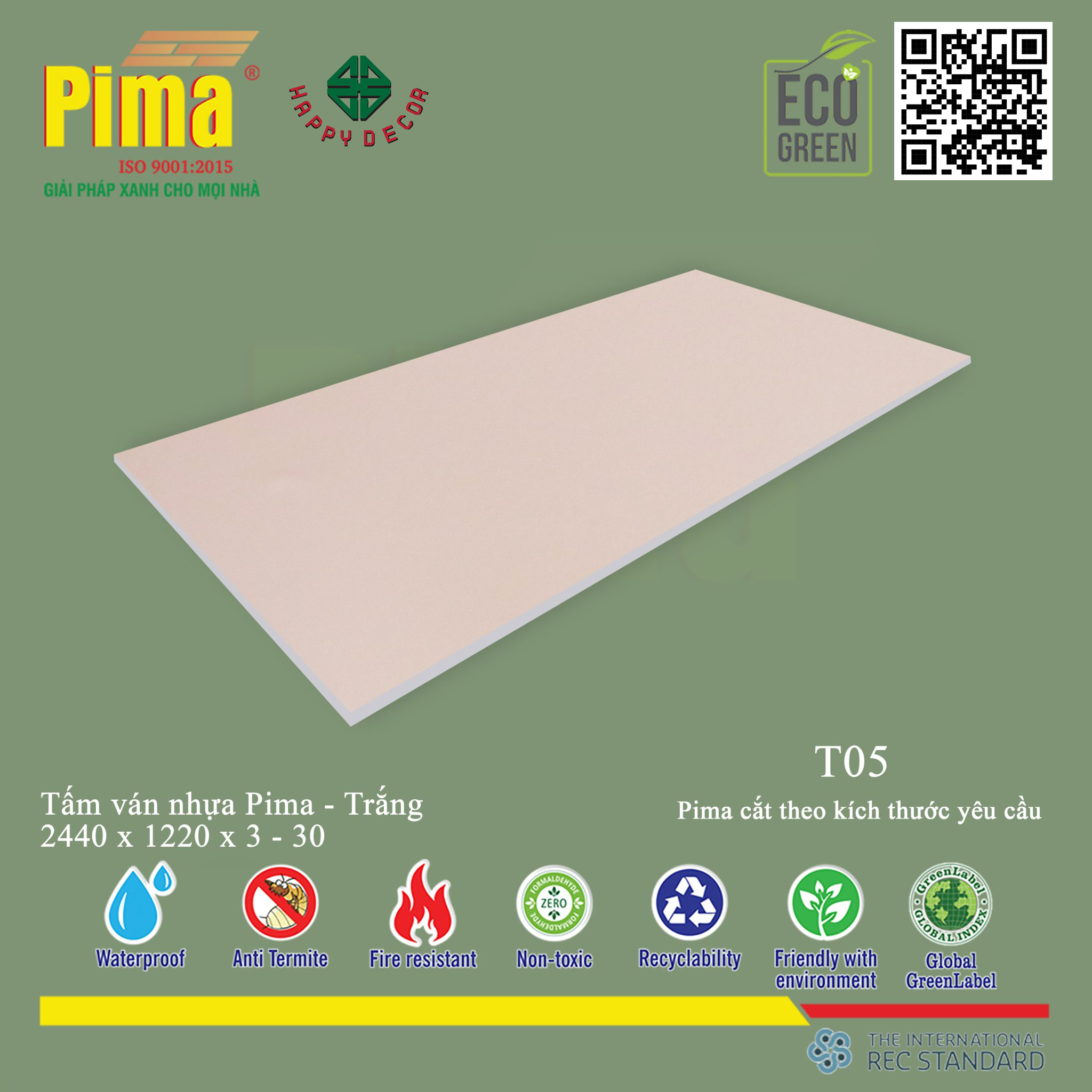 Tấm Ván Nhựa Pima Trắng T05 mang lại vẻ đẹp hiện đại và tinh tế