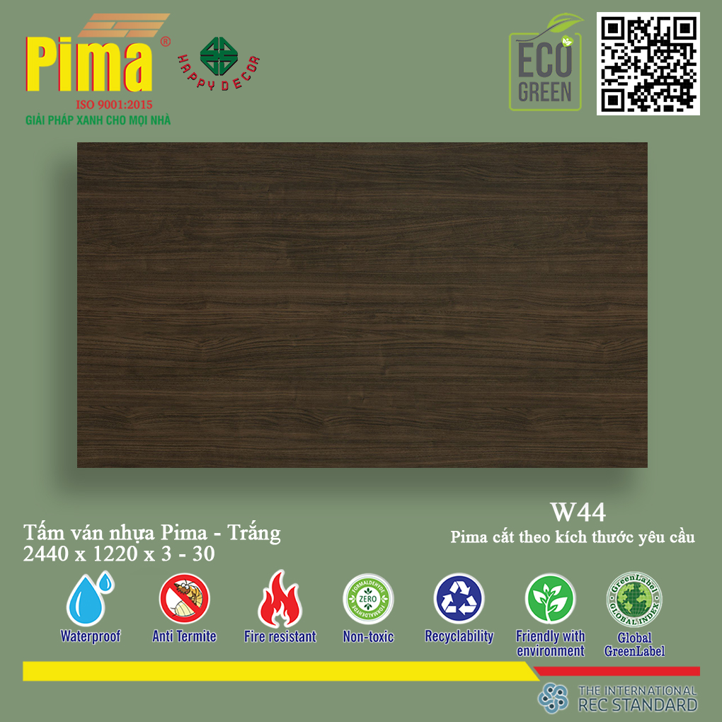 Tấm Ván Nhựa Pima Trắng - W44 tại HAPPY DECOR