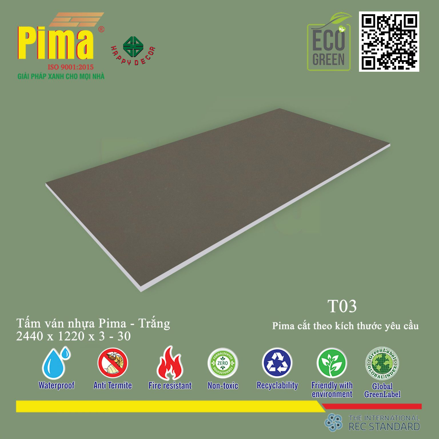 Tấm ván nhựa Pima T03 mang đến sự tinh tế, sang trọng cho mọi không gian