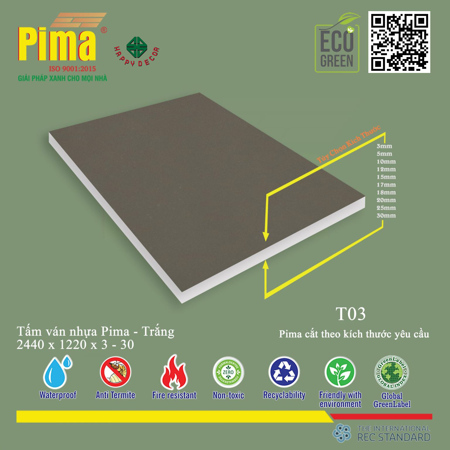 Đa dạng kích thước phù hợp với mọi công trình thi công