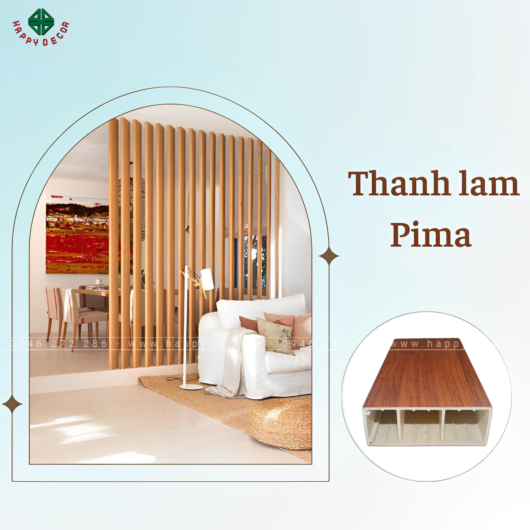 Thanh lam PIMa ứng dụng làm vách ngăn
