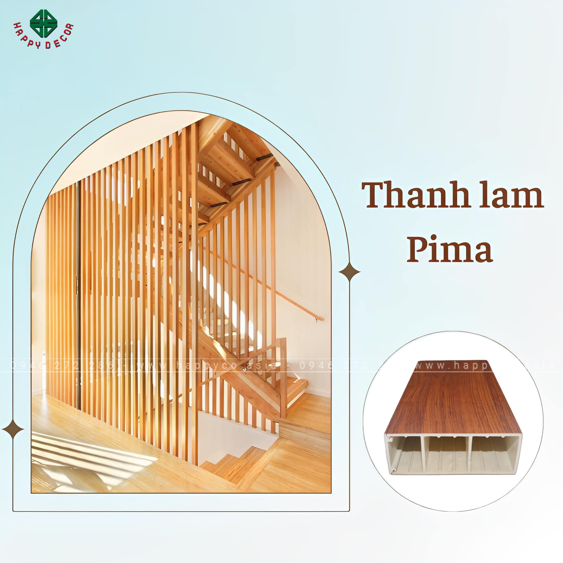 Cầu thang được làm từ thanh lam PIMA tăng thêm vẻ cổ điển sang trọng