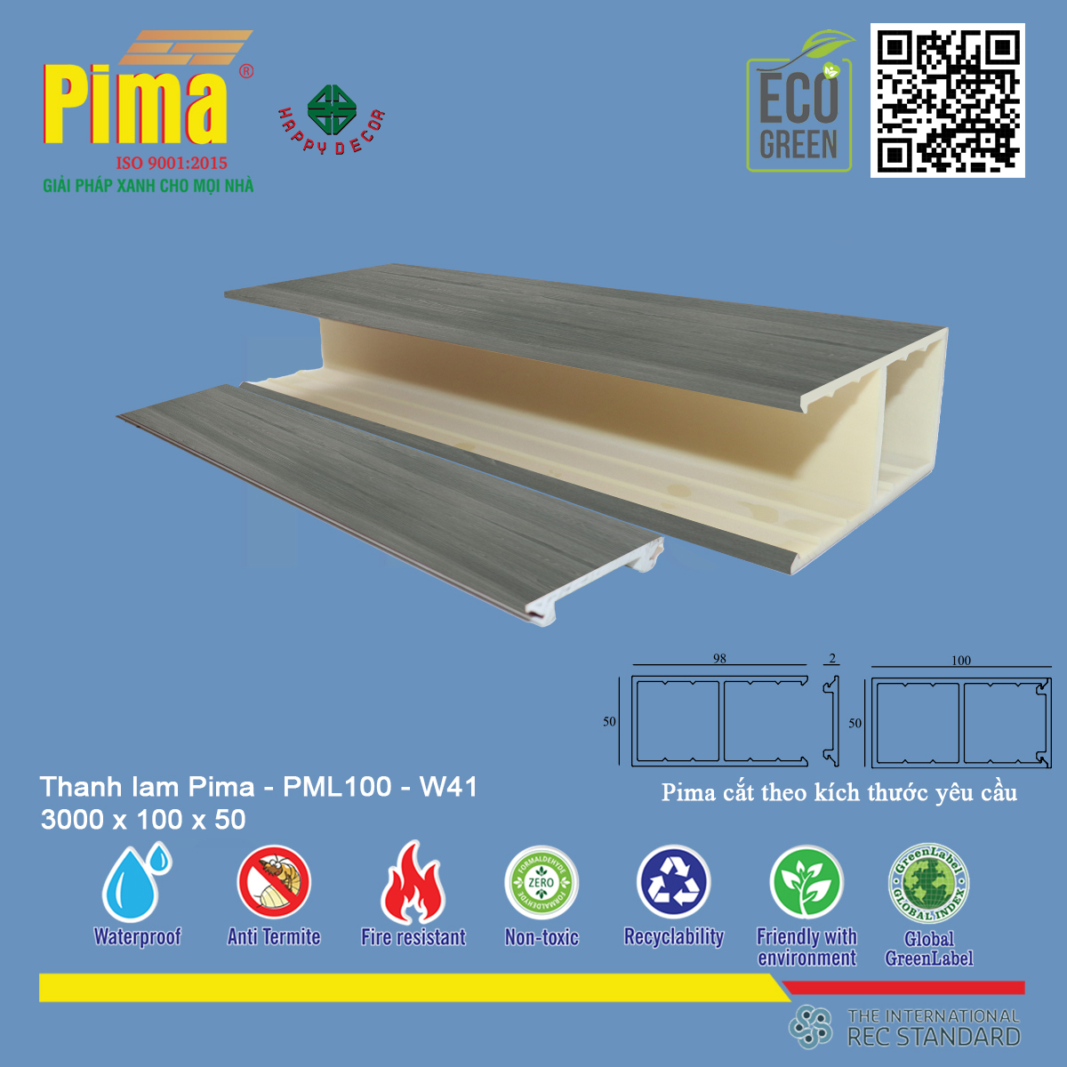 Thanh lam được làm từ vật liệu cao cấp, chống ăn mòn, chịu lực tốt