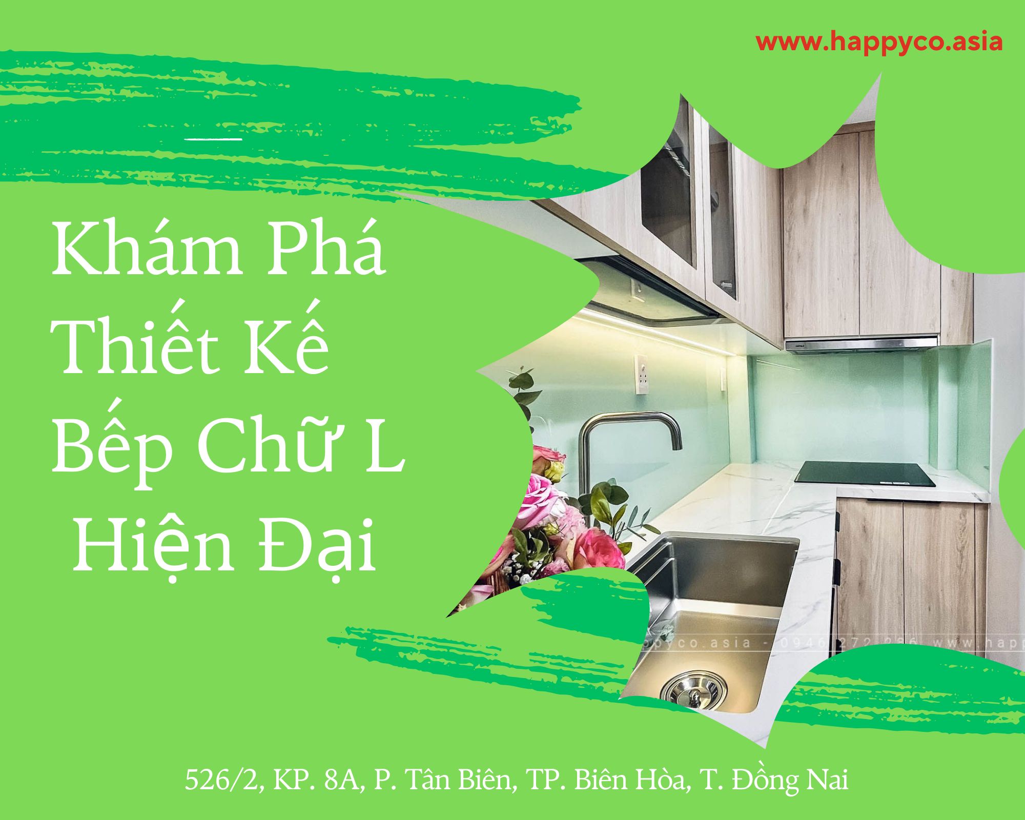 Thiết kế phòng bếp chữ L theo phong cách hiện đại