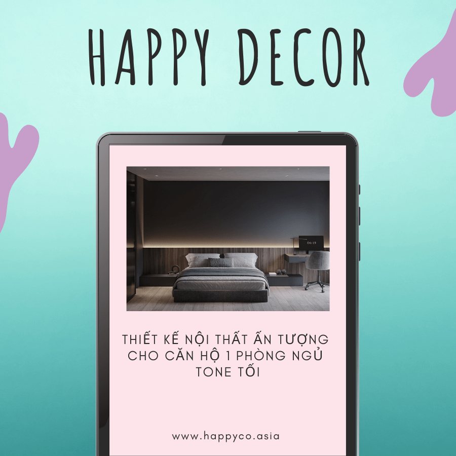Thiết kế nội thất căn hộ 1 phòng ngủ tone tối hiện đại tại Biên Hòa - Happy Decor