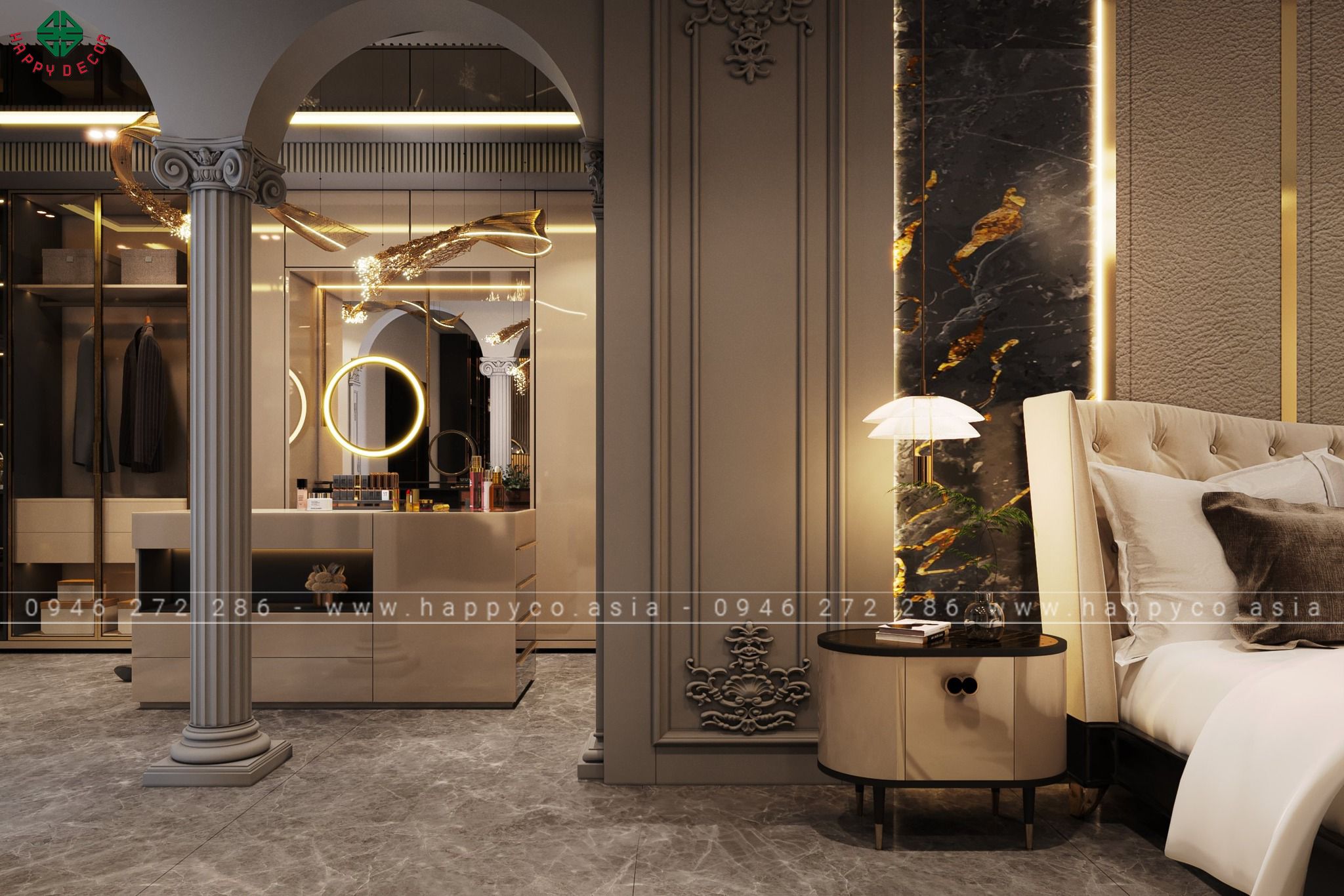 Nội thất cực kì sang trọng với sự kết hợp giữa hai phong cách bán cổ điển và hiện đại