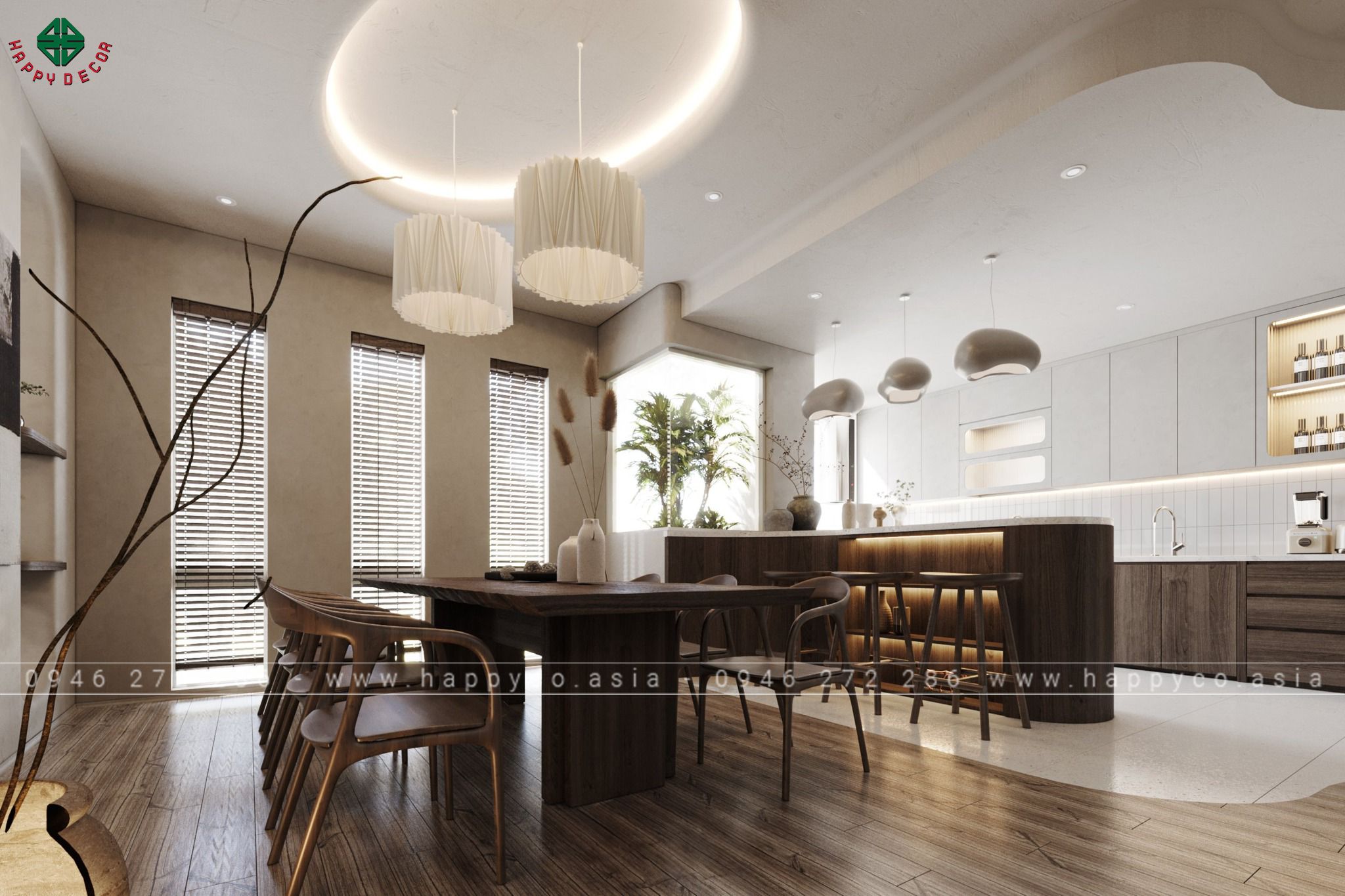 Kết hợp hài hòa các vật liệu, màu sắc, và kiểu dáng trong không gian Wabi-Sabi là nghệ thuật