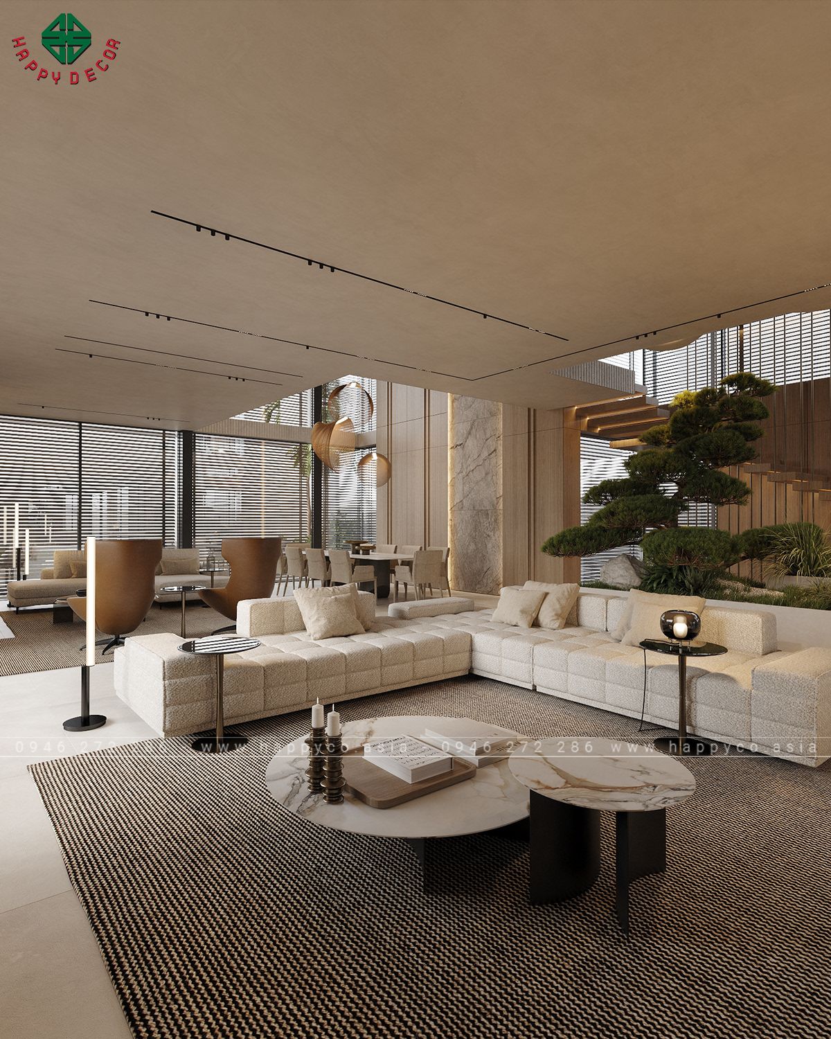 Thiết kế nội thất biệt thự của Happy Decor luôn chú trọng đến việc sử dụng các vật liệu cao cấp nhất