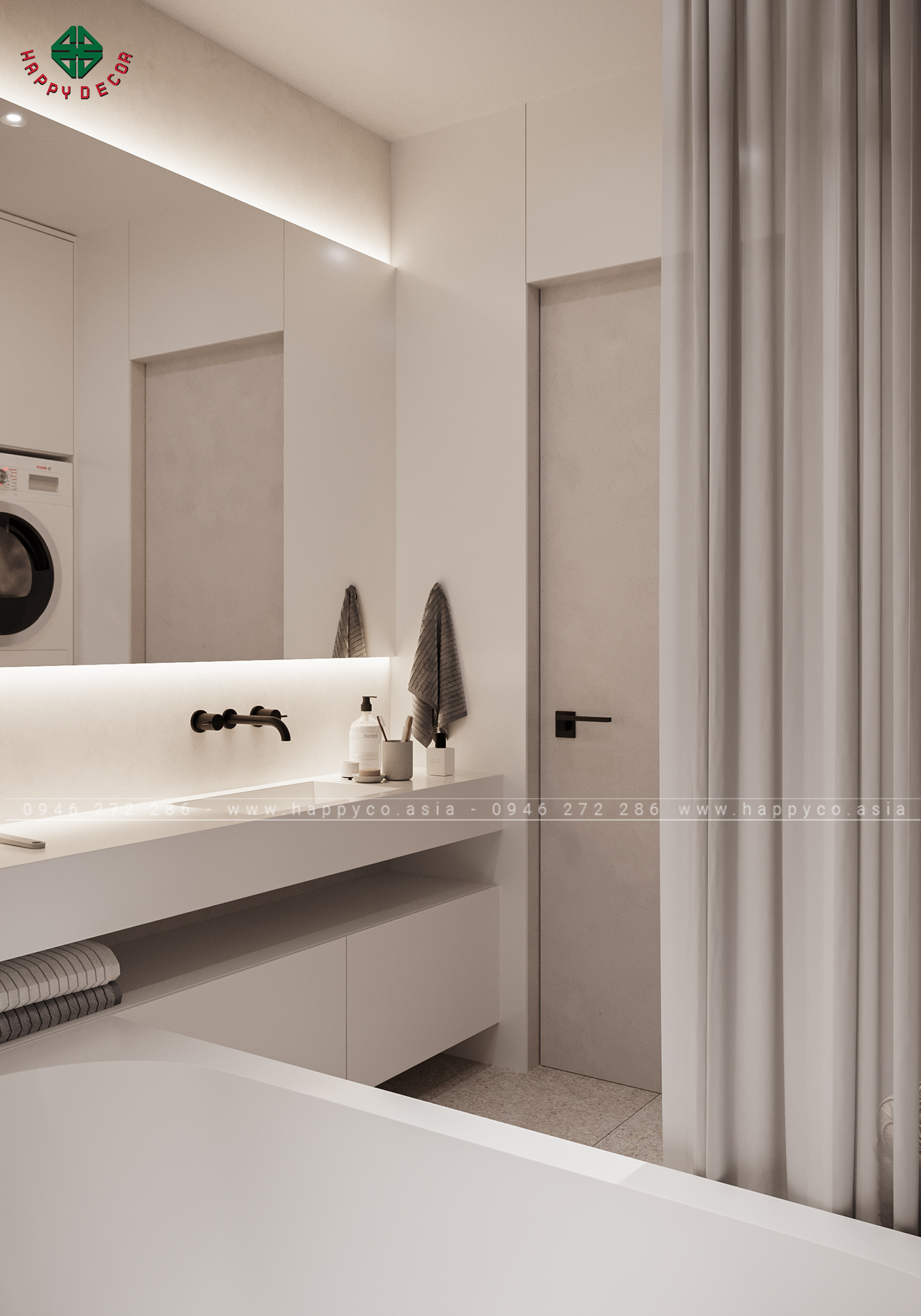 Nội thất phòng tắm tuy đơn giản nhưng không kém phần hiện đại