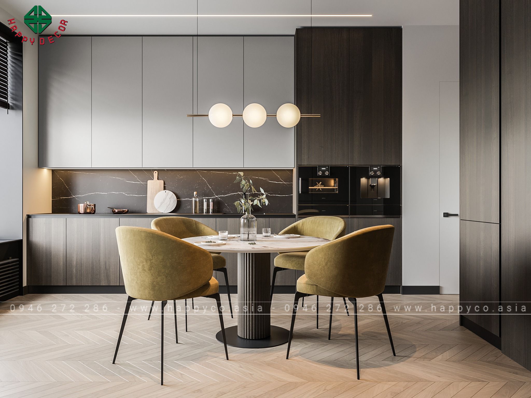 Giao Thoa Giữa Công Năng và Thẩm Mỹ Không gian bếp mở, tích hợp với khu vực ăn uống, là sự kết hợp hoàn hảo giữa công năng và thẩm mỹ.