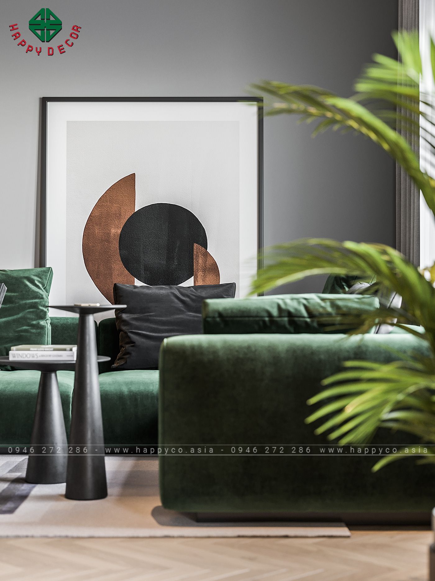 Trung Tâm Của Sự Sang Trọng Phòng khách được thiết kế với tone màu trắng và xám, tạo cảm giác thanh lịch và rộng rãi