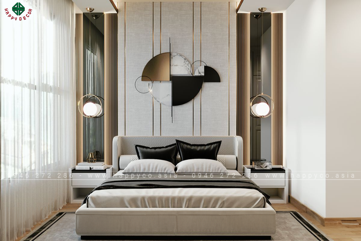 Phòng ngủ được bố trí theo phong cách Luxury