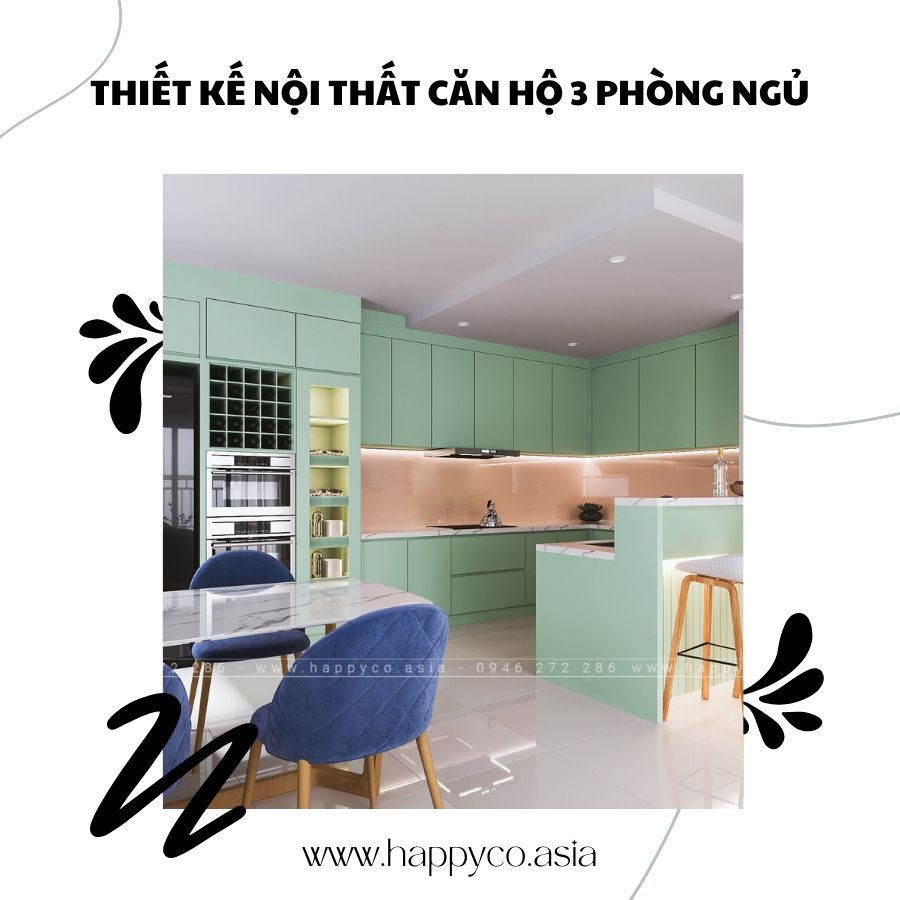 Thiết kế nội thất căn hộ 3 phòng ngủ hiện đại tại Happy Decor tại Biên Hòa