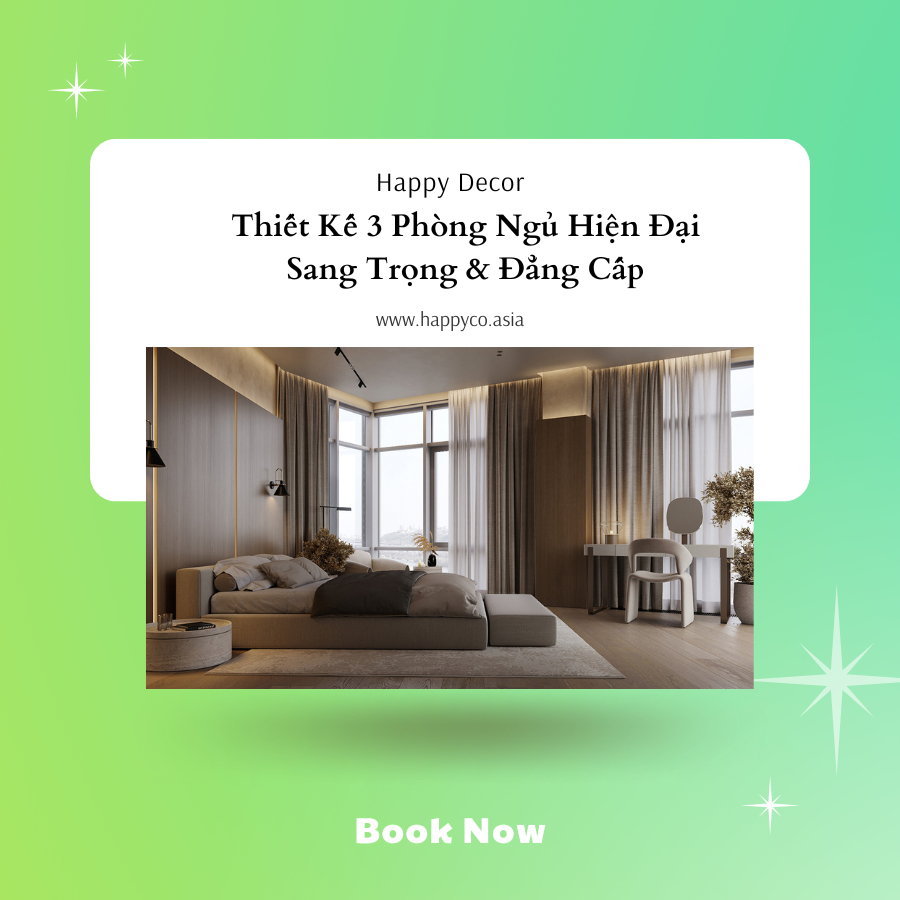 Nội thất căn hộ 3 phòng ngủ do Happy Decor thiết kế và thi công