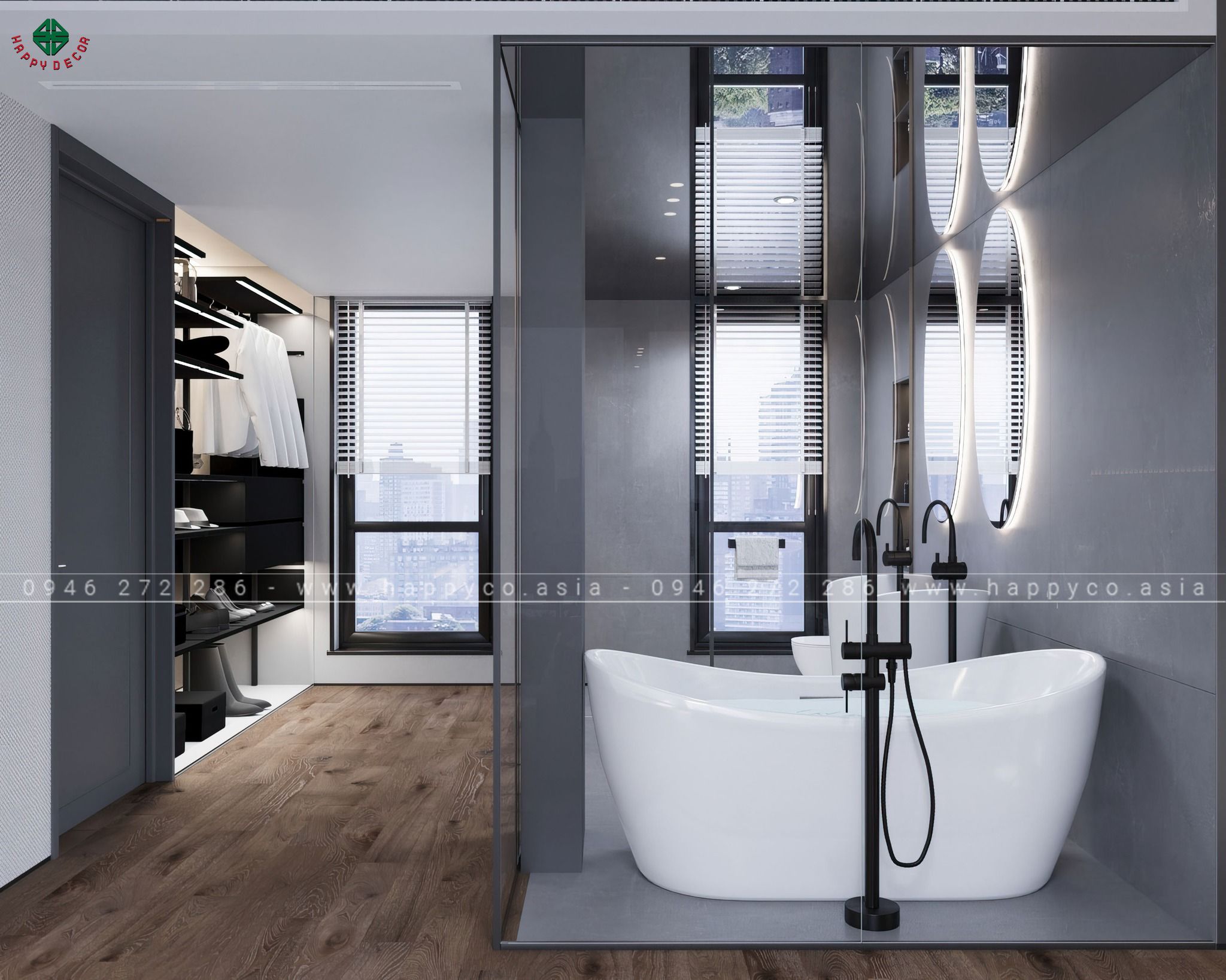 Biệt thự 3 phòng ngủ của Happy Decor được thiết kế với phong cách hiện đại