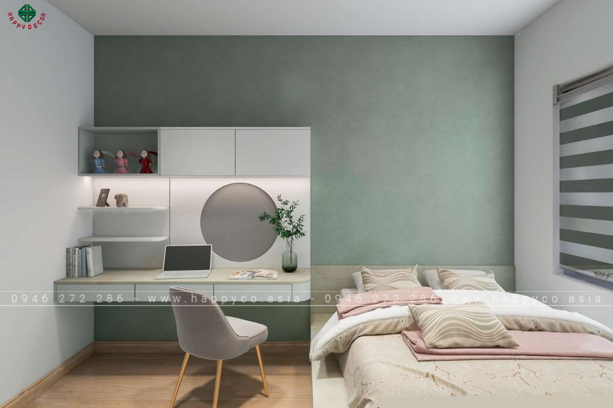 Sử dụng gam màu tươi sáng như trắng, xanh nhạt và màu pastel để tạo điểm nhấn